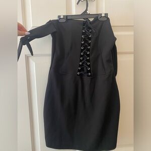 Missguided Black Lace-Up Mini Dress